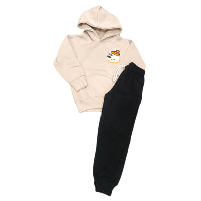 Φόρμα αρκουδάκι μπεζ/μαύρο