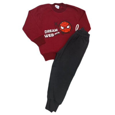 Φόρμα spiderman μπορντό/μαύρο