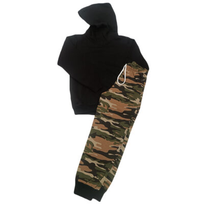 Φόρμα κουκούλα μαύρο/στρατιωτικό