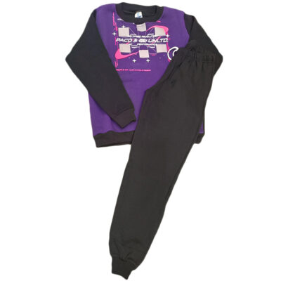 Φόρμα με τύπωμα μωβ/μαύρο