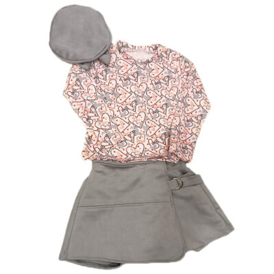 Σετ με σορτς/φούστα ροζ/γκρι