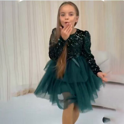 Φόρεμα πράσινο γυαλιστερό