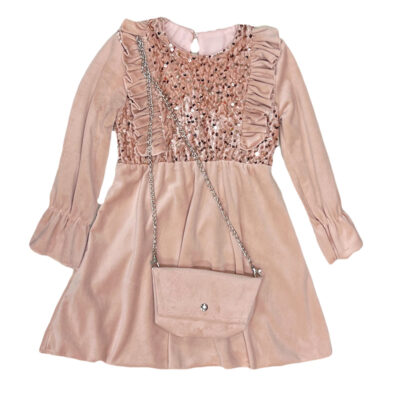 Φόρεμα βελουτέ με πούλιες σάπιο μήλο