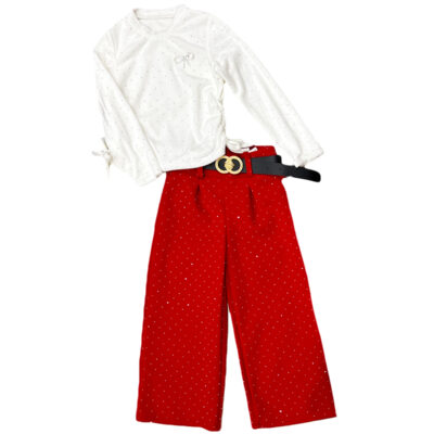 Σετ με παντελόνα στρασάτο κόκκινο