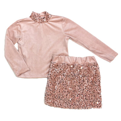 Σετ φούστα βελουτέ σάπιο μήλο