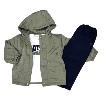 Σετ με μπουφανάκι χακί/μπλε