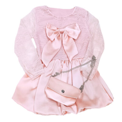 Φόρεμα δαντελωτό σομόν