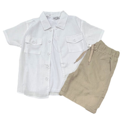 Σετ 3τμχ λινό λευκό/μπεζ