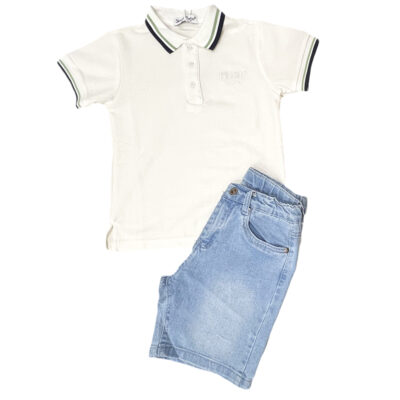 Σετ με γιακά και τζιν βερμούδα