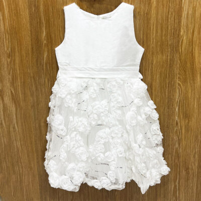 Φόρεμα με τριαντάφυλλα λευκό/ασημί